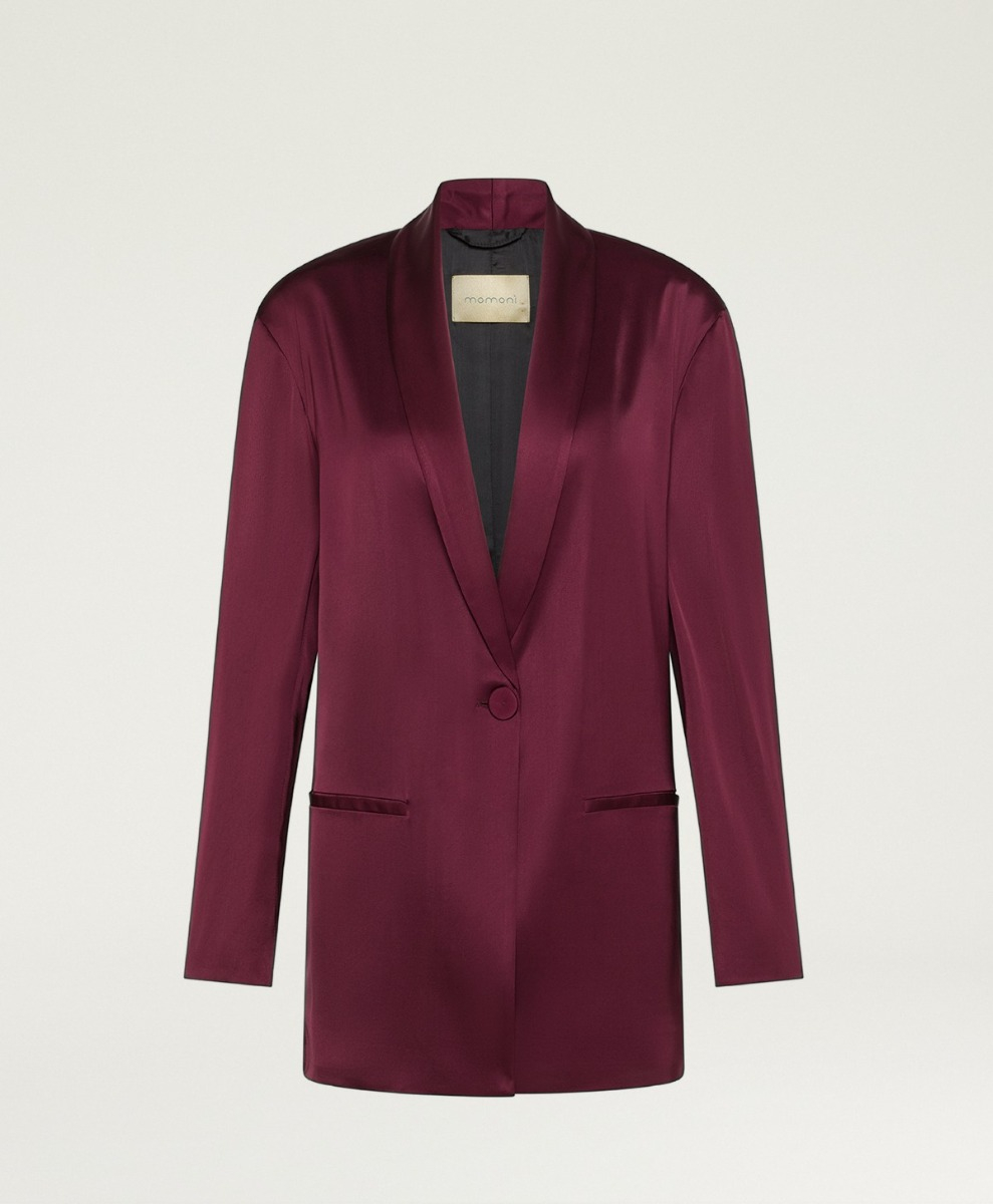 GUNNER JACKET IN STRETCH VISCOSE SATIN - WINE RED - Clothing - Momonì