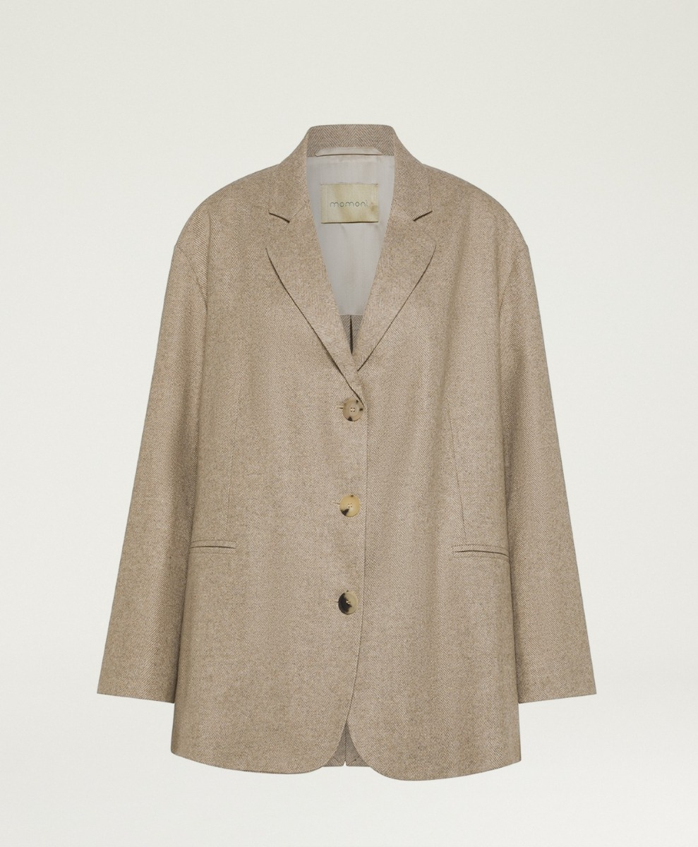 CANDY JACKET IN CHEVRON WOOL - BEIGE - Clothing - Momonì