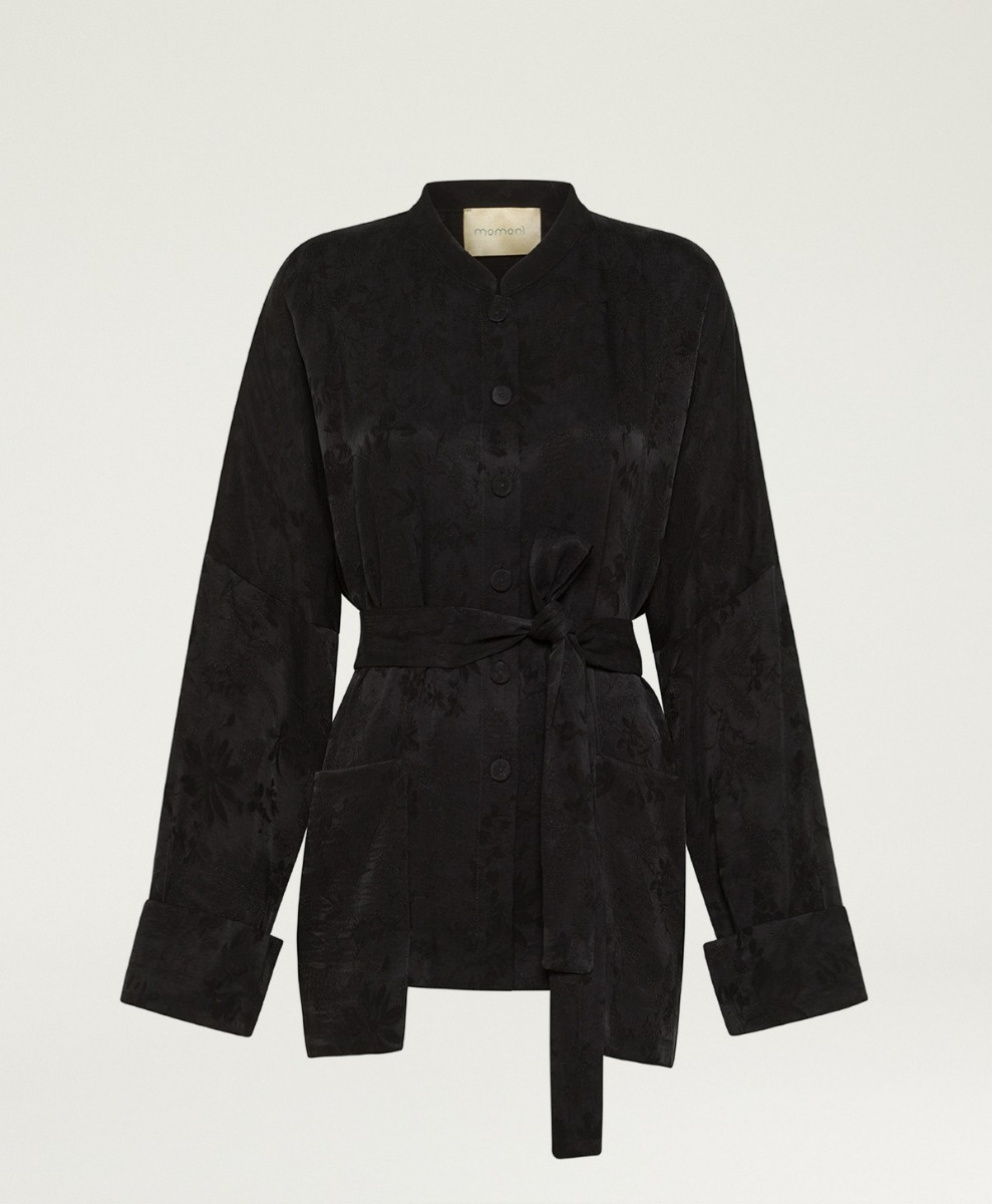 STOWE JACKET IN JACQUARD CUPRO - BLACK - Clothing - Momonì