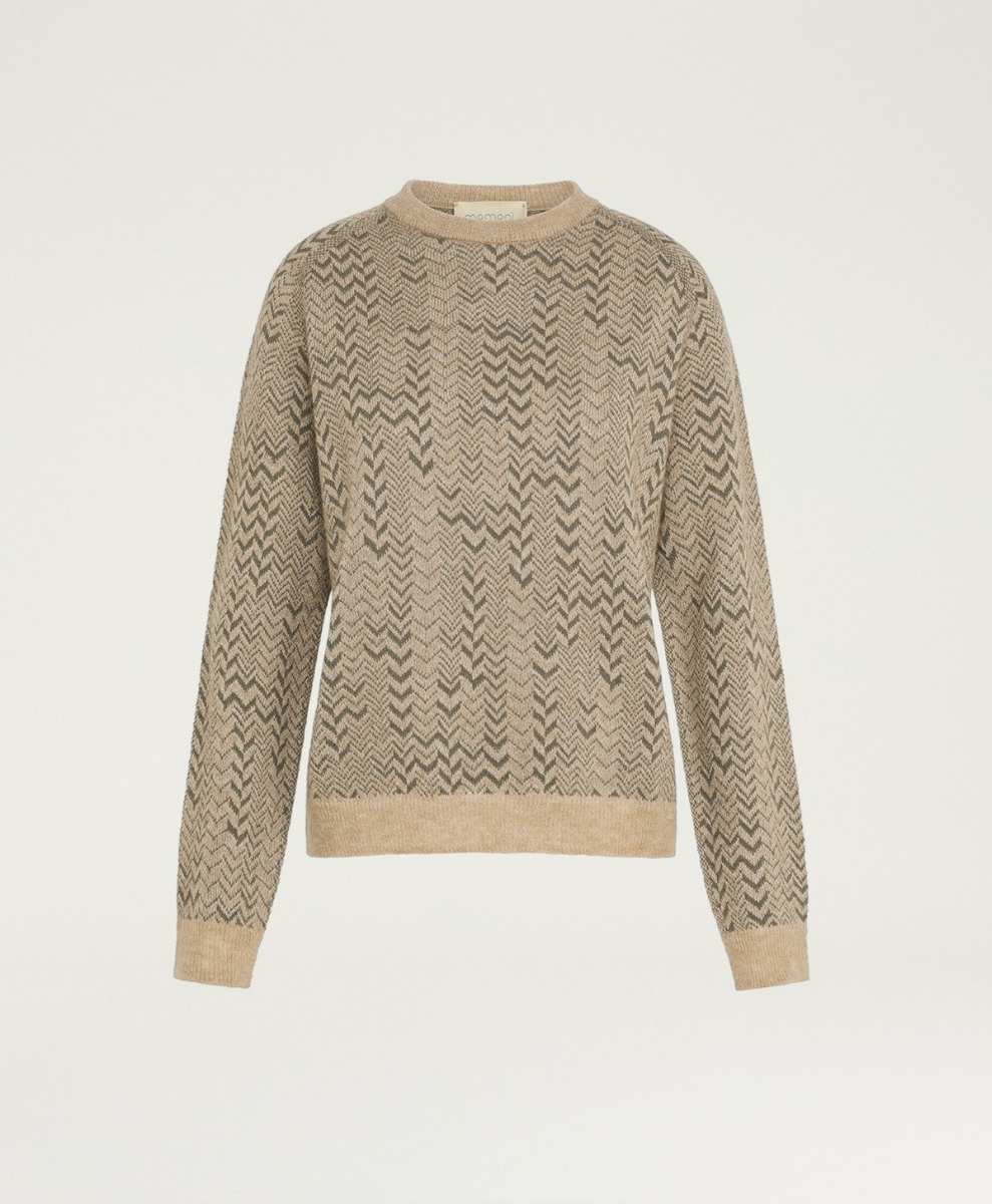 SAGE SWEATER IN JACQUARD - GREEN/BEIGE - Clothing - Momonì