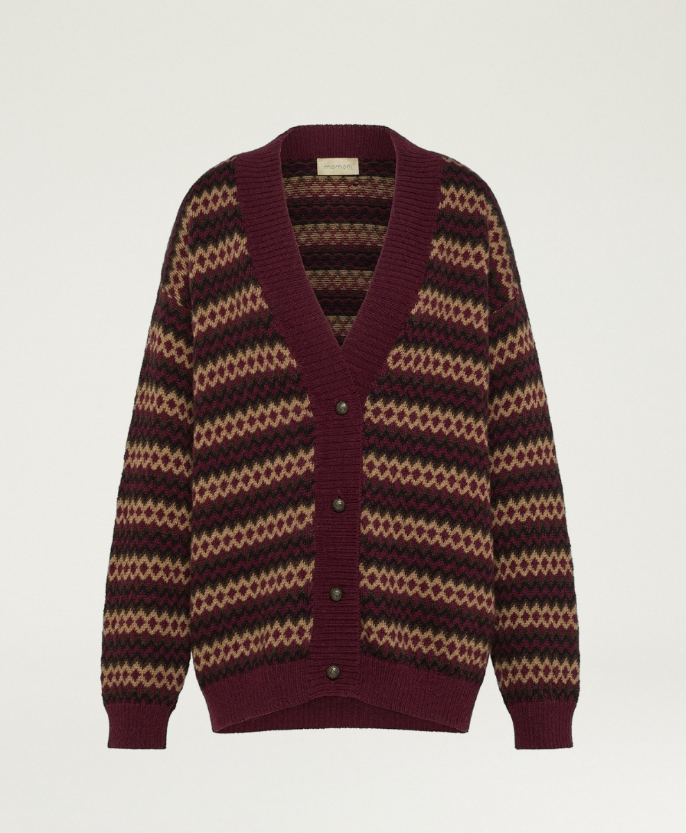SELWIN CARDIGAN IN JACQUARD - BURGUNDY MULTICOLOR - Clothing - Momonì