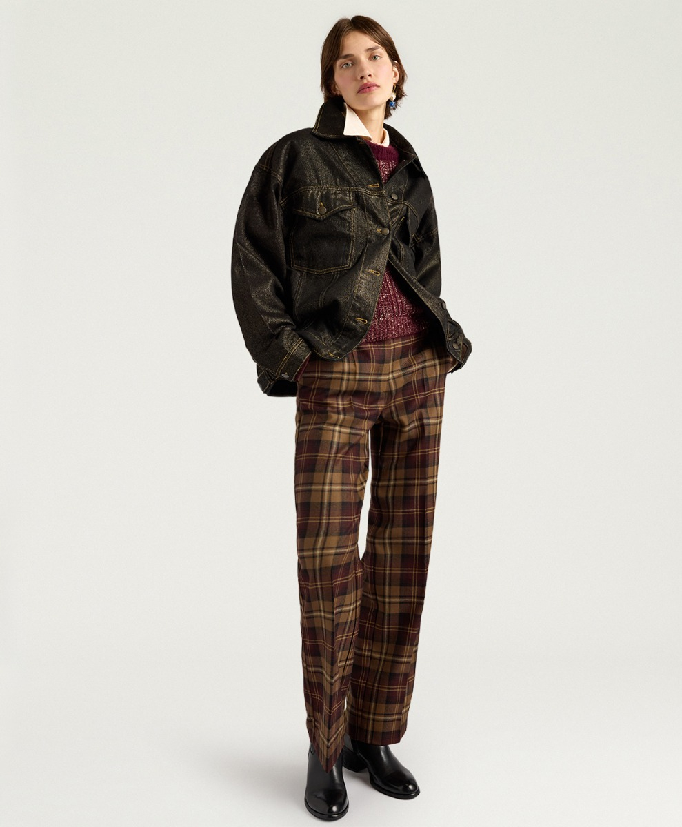 MILTON PANTS IN WOOL TWILL - BURGUNDY MULTICOLOR - Momonì
