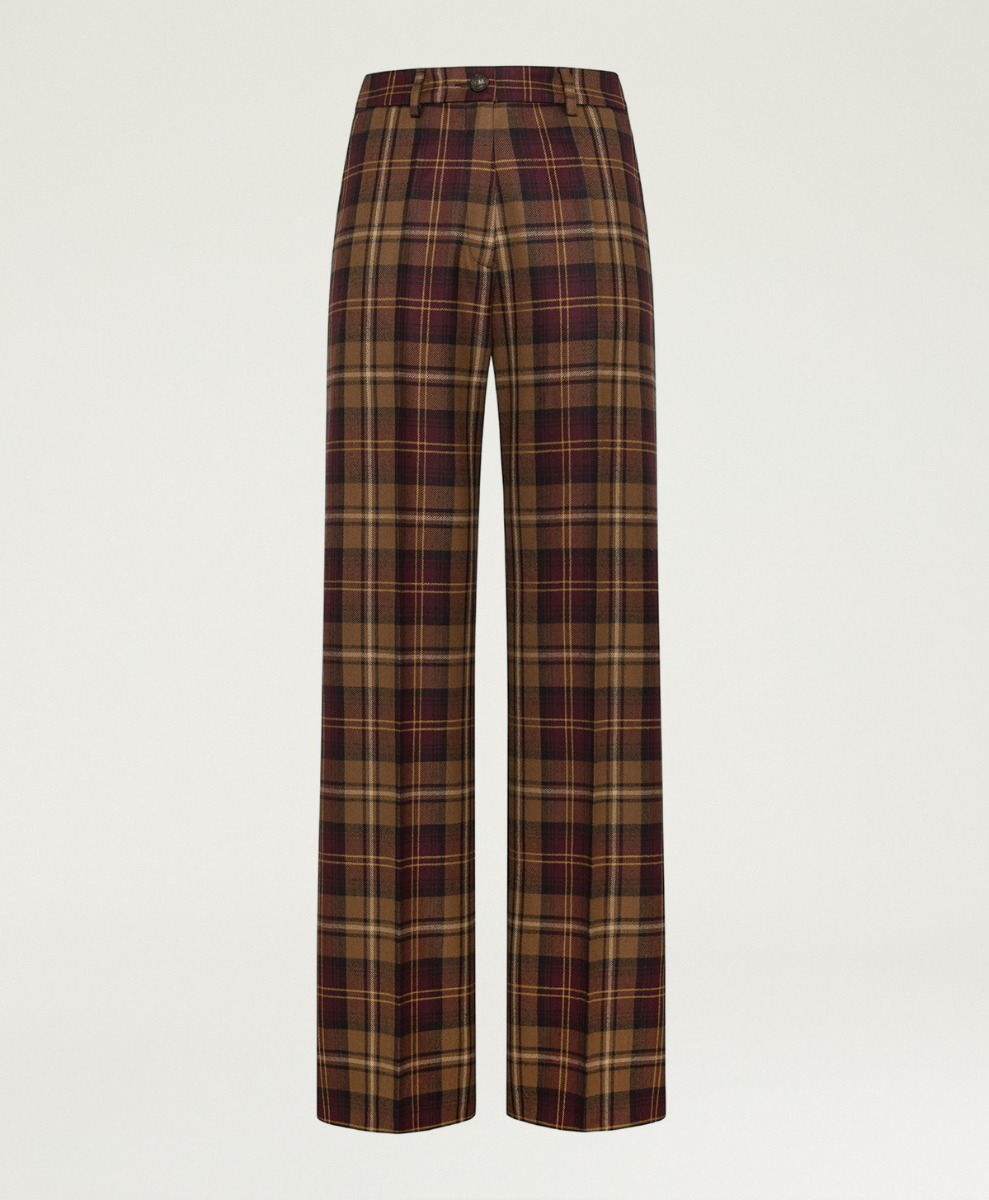 MILTON PANTS IN WOOL TWILL - BURGUNDY MULTICOLOR - Momonì