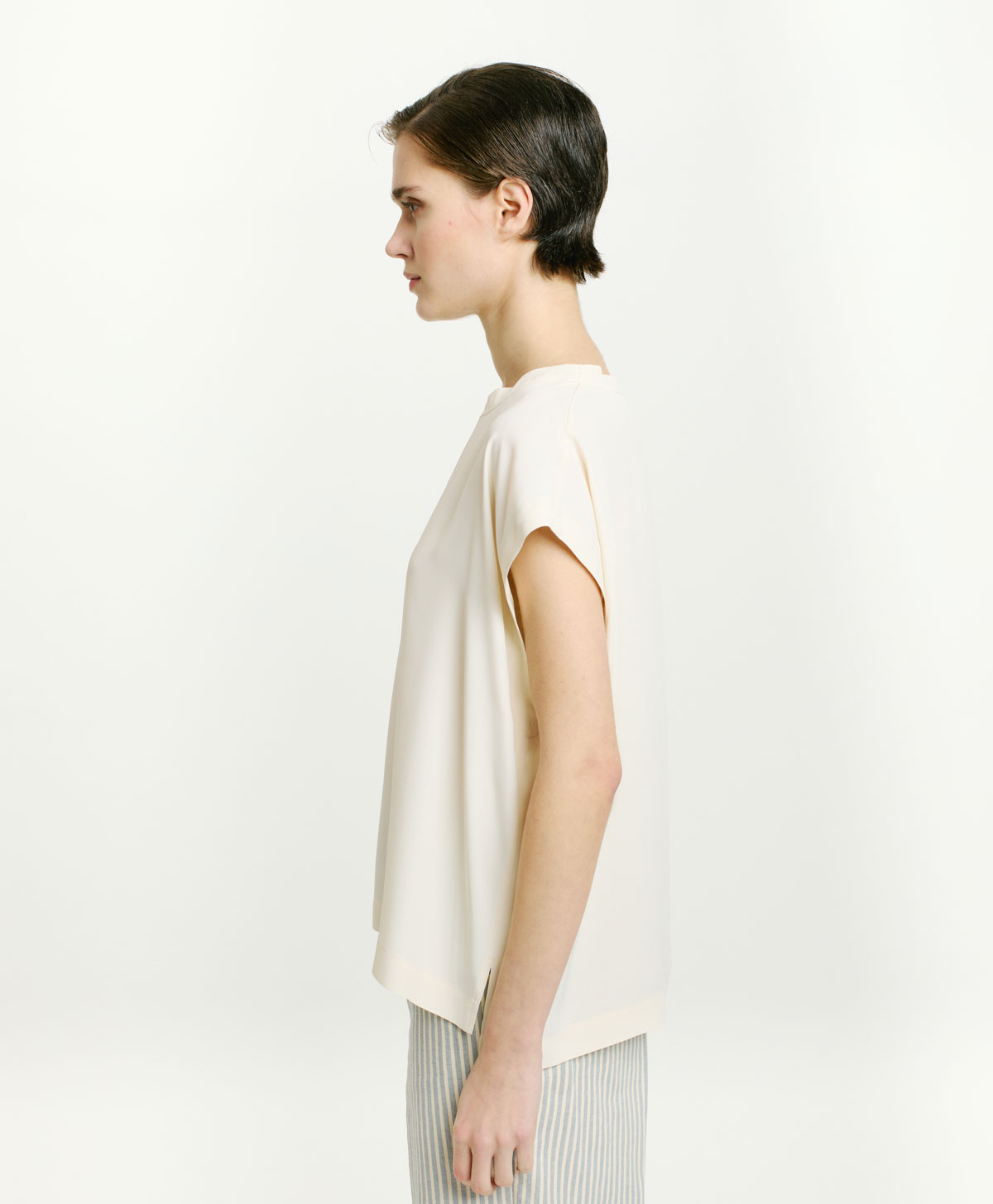 CURACAO BLOUSE IN SOLID COLOUR ACETATE/SILK - CREAM - Momonì