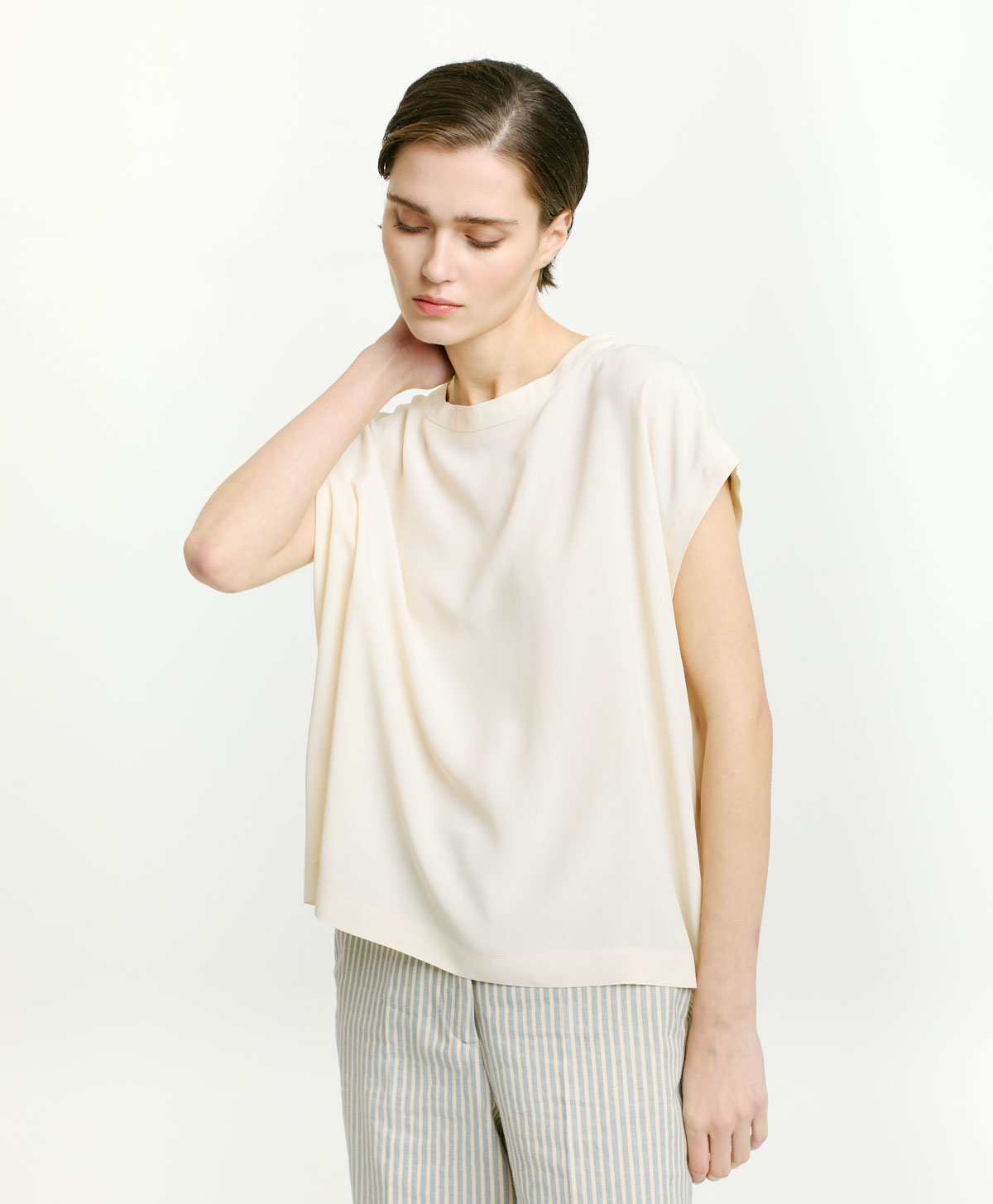 CURACAO BLOUSE IN SOLID COLOUR ACETATE/SILK - CREAM - Momonì