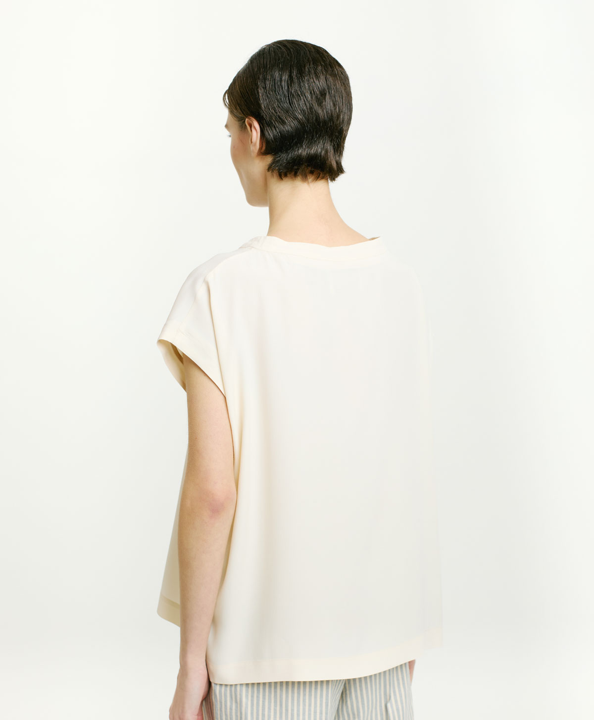 CURACAO BLOUSE IN SOLID COLOUR ACETATE/SILK - CREAM - Momonì