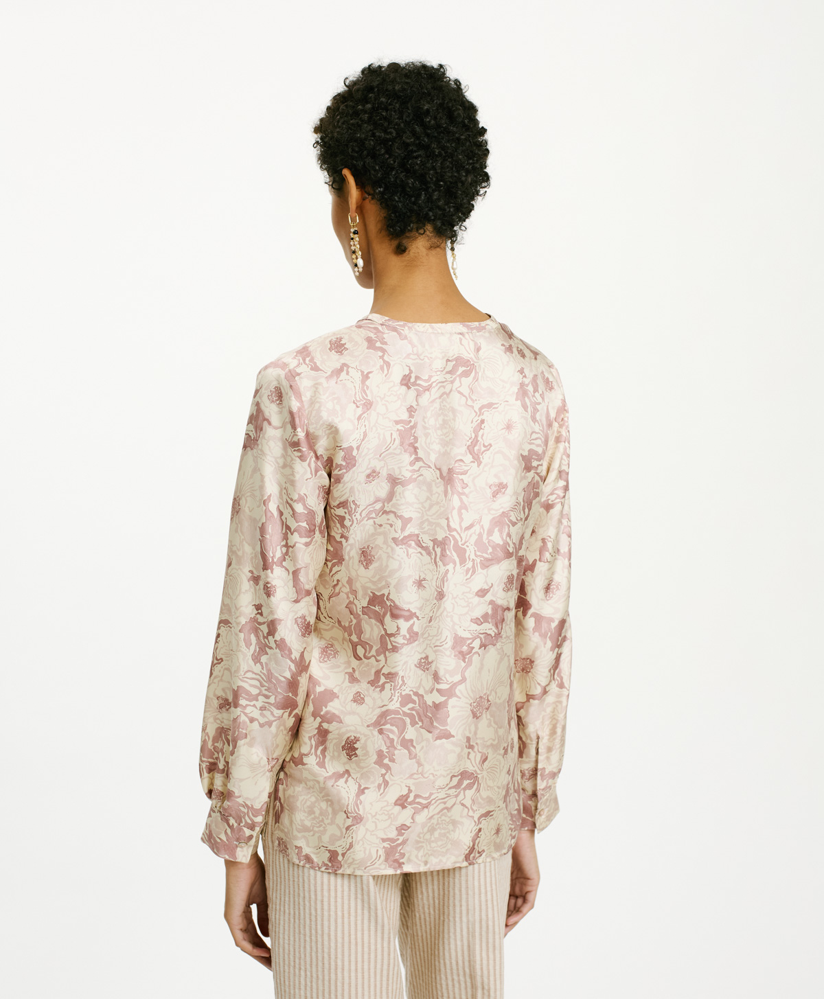 TORRET BLOUSE IN PRINTED SILK TWILL - PINK/BEIGE - Momonì