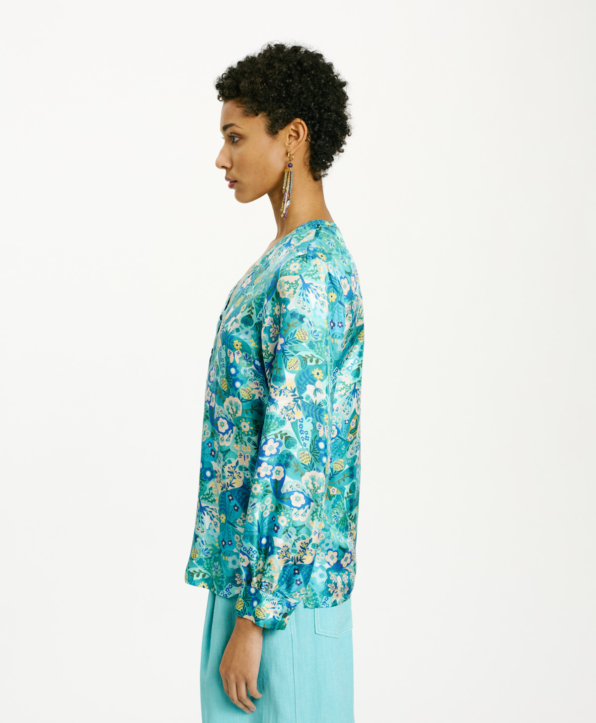 TORRET BLOUSE IN PRINTED SILK TWILL - MULTICOLOR BLUETTE - Momonì
