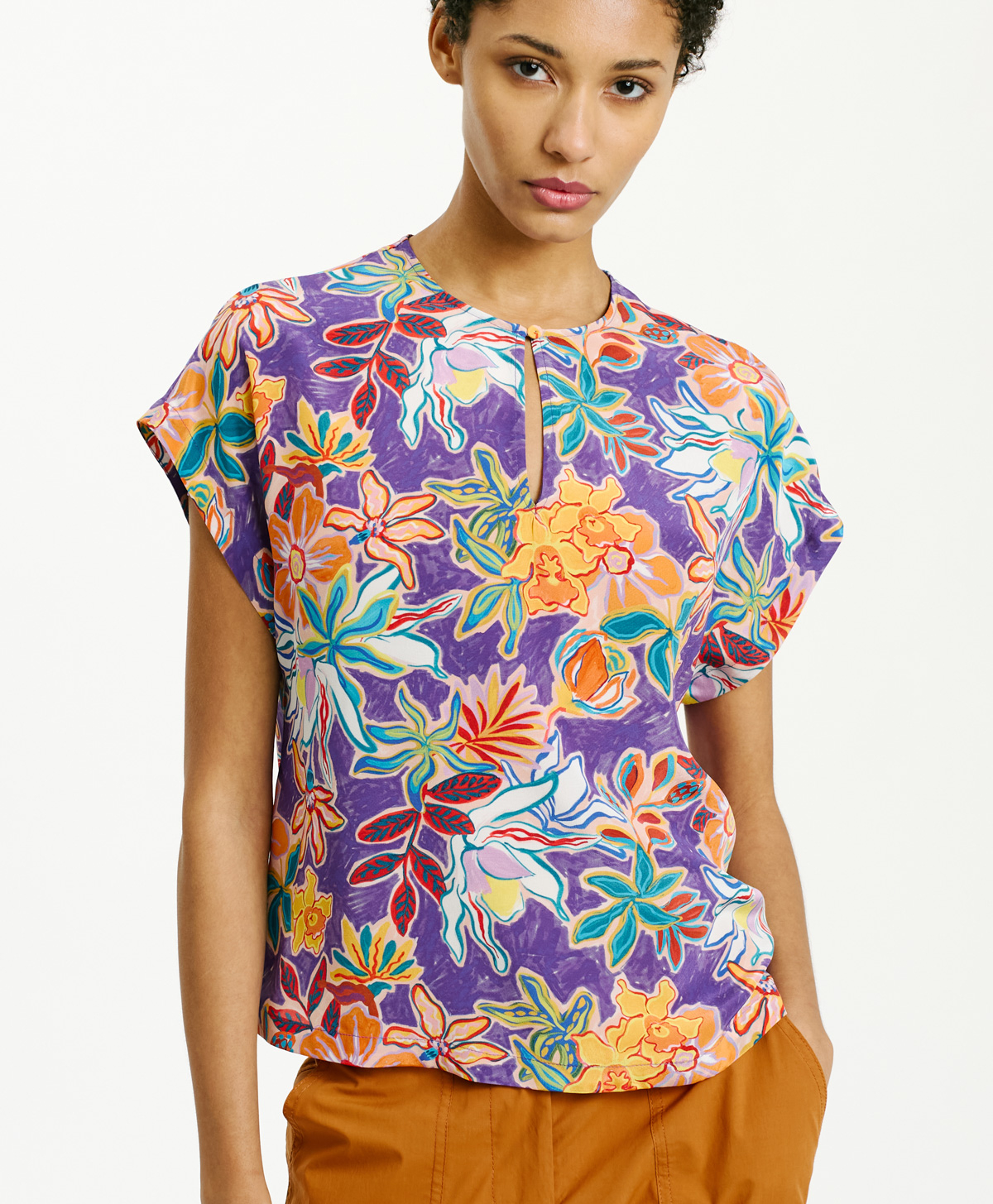 CAYENNE BLOUSE IN CREPE DE CHINE - MULTICOLOR PURPLE - Momonì