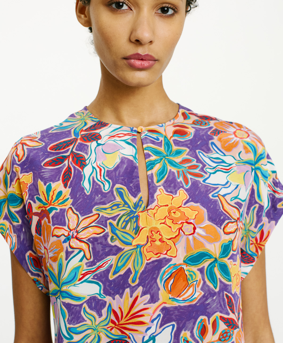 CAYENNE BLOUSE IN CREPE DE CHINE - MULTICOLOR PURPLE - Momonì