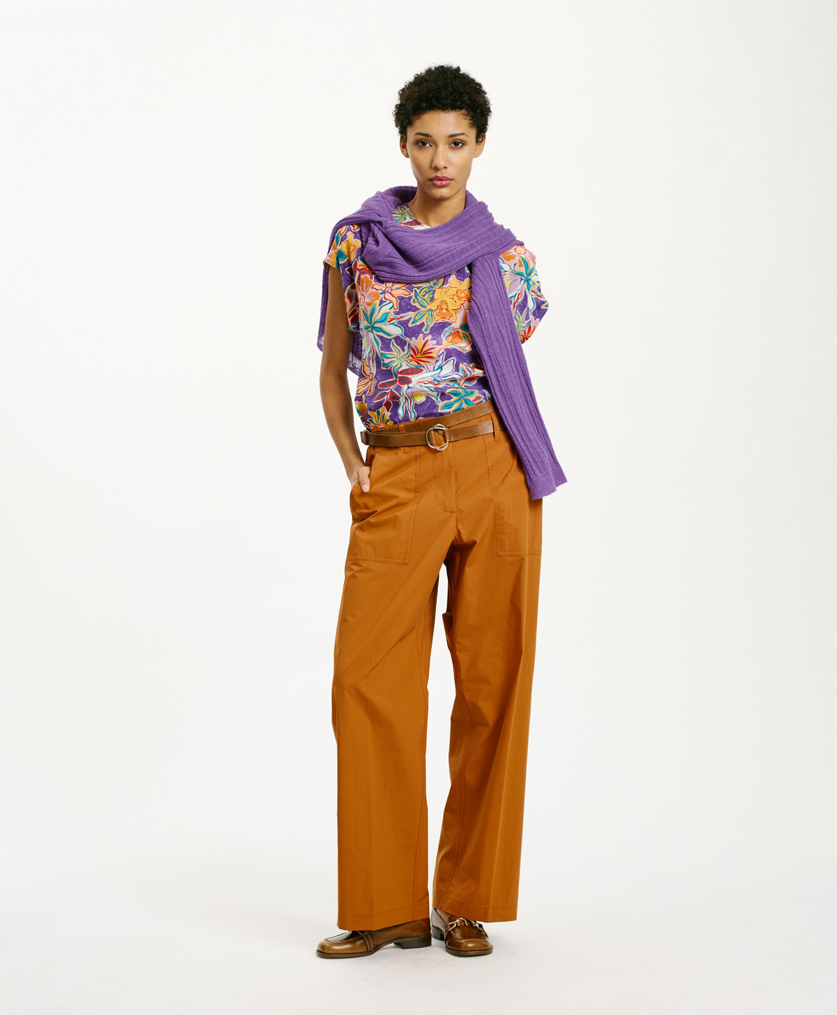 CAYENNE BLOUSE IN CREPE DE CHINE - MULTICOLOR PURPLE - Clothing - Momonì
