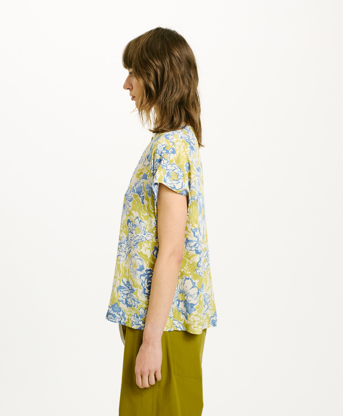 CAYENNE BLOUSE IN CREPE DE CHINE - GREEN/BLUE - Momonì