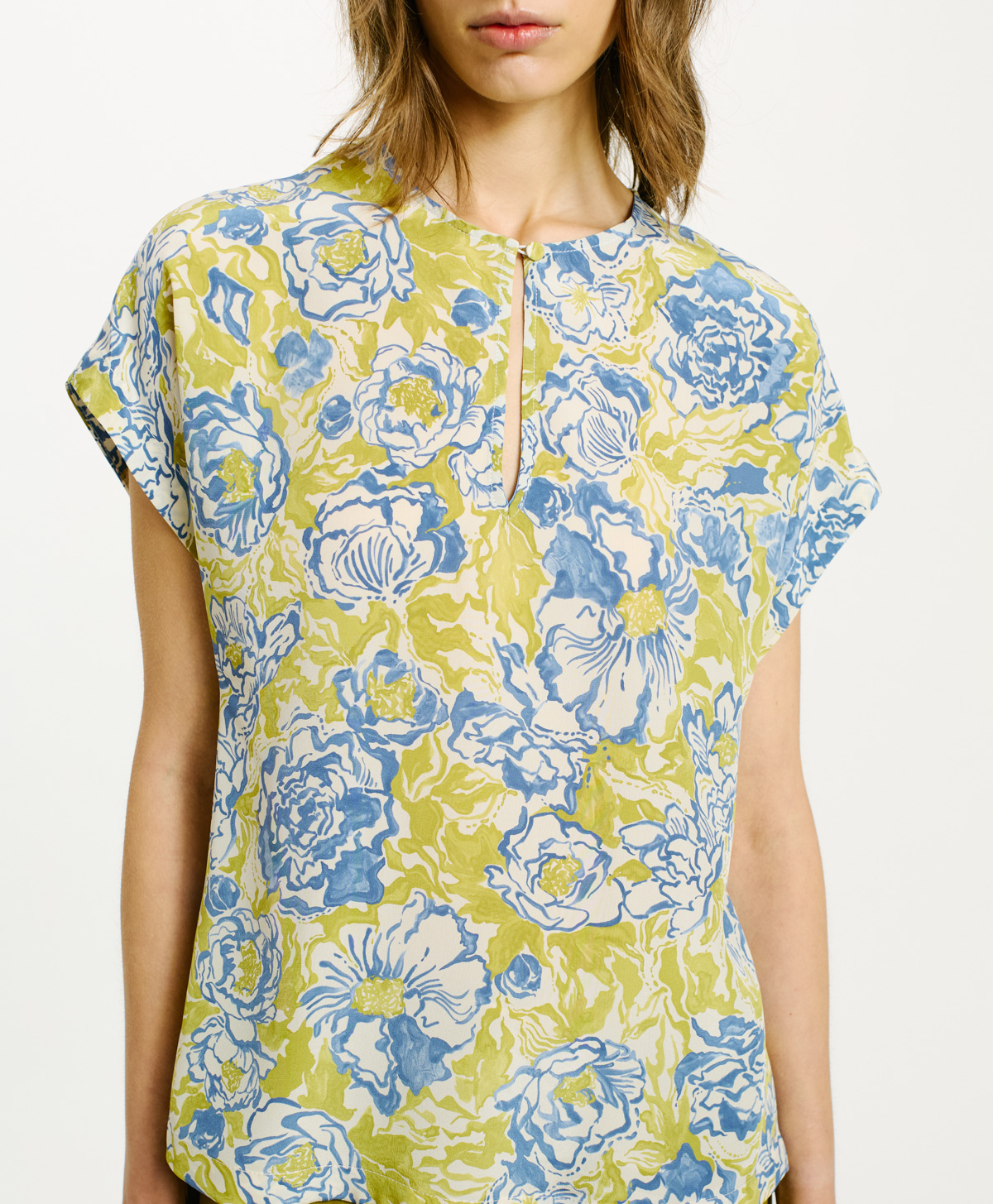 CAYENNE BLOUSE IN CREPE DE CHINE - GREEN/BLUE - Momonì
