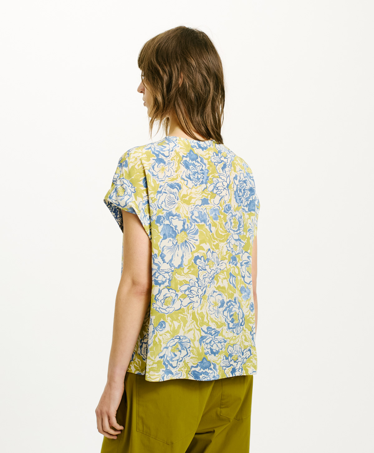 CAYENNE BLOUSE IN CREPE DE CHINE - GREEN/BLUE - Momonì