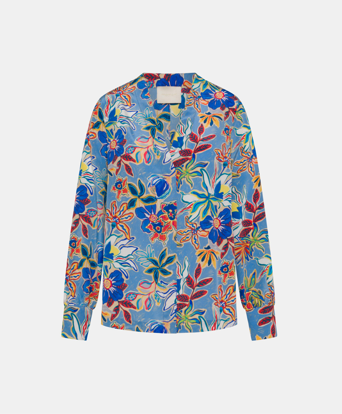 AIMA BLOUSE IN CREPE DE CHINE - MULTICOLOR LIGHT BLUE - Clothing - Momonì