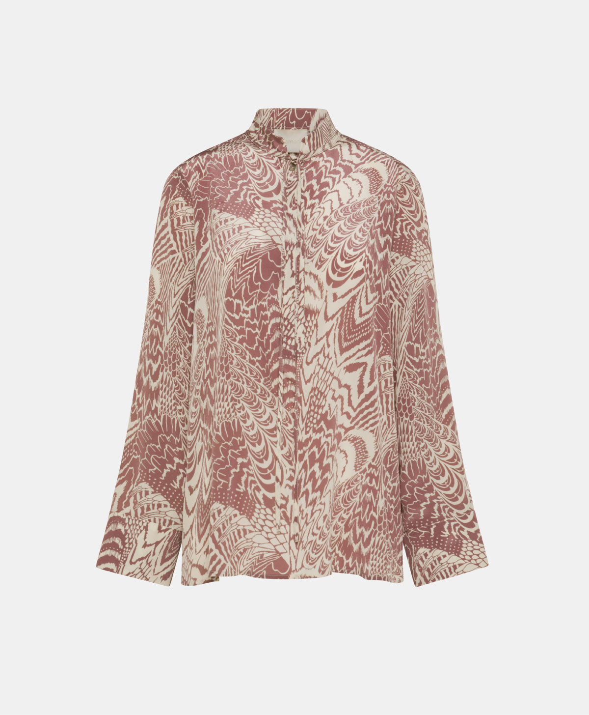 BACABA BLOUSE IN CREPE DE CHINE - CREAM/MUST WINE - Momonì