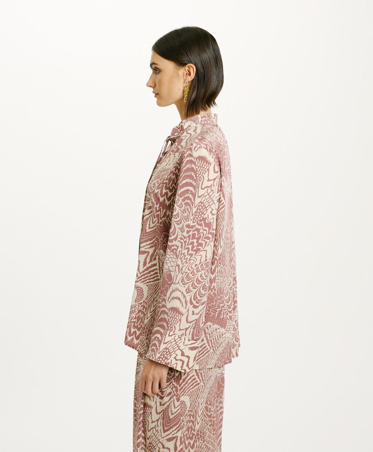 BACABA BLOUSE IN CREPE DE CHINE - CREAM/MUST WINE - Momonì