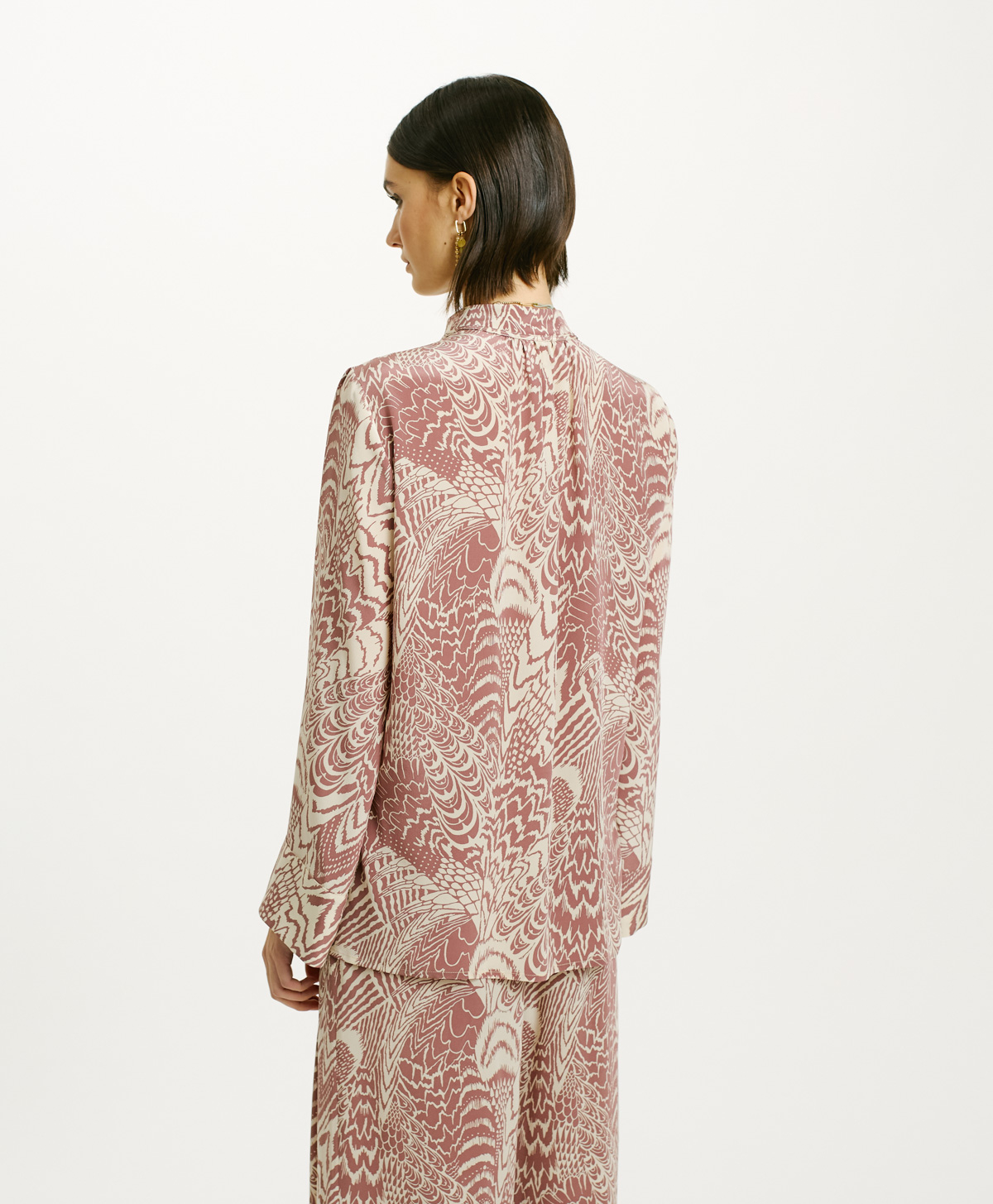 BACABA BLOUSE IN CREPE DE CHINE - CREAM/MUST WINE - Momonì