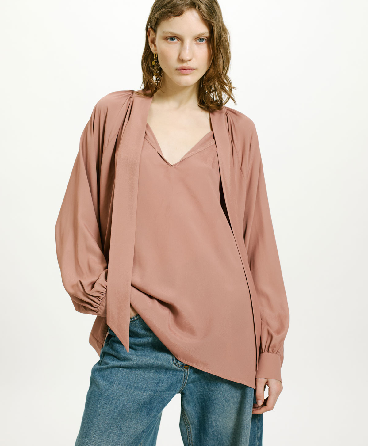 TABATINGA SHIRT IN VISCOSE GEORGETTE - MAUVE - Clothing - Momonì