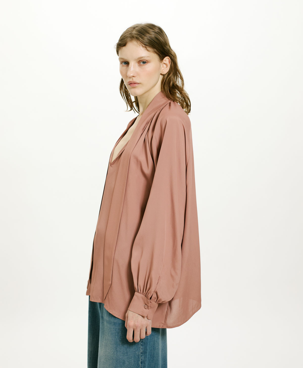 BLOUSE TABATINGA EN GEORGETTE DE VISCOSE - MAUVE - Momonì