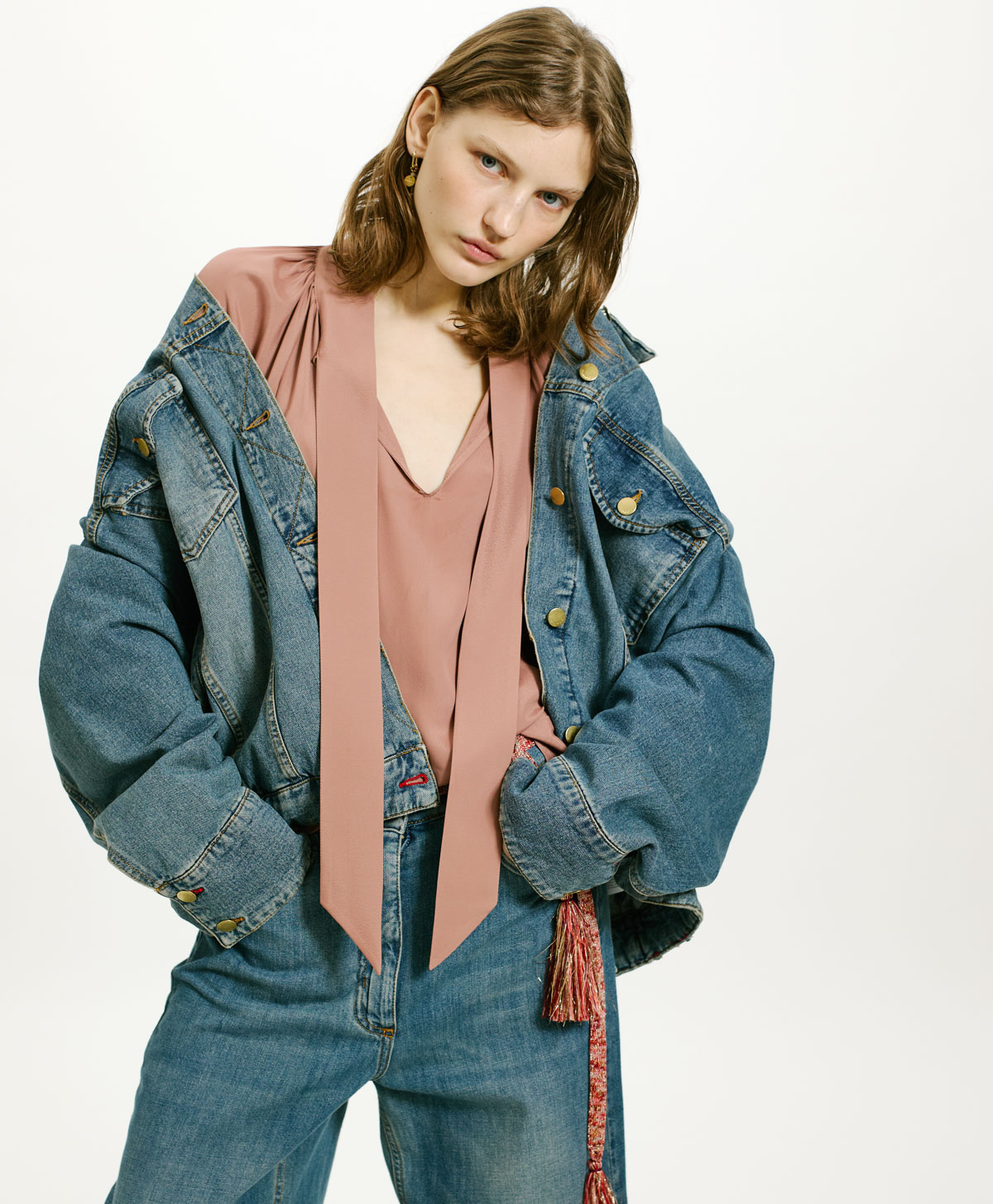 BLOUSE TABATINGA EN GEORGETTE DE VISCOSE - MAUVE - Momonì