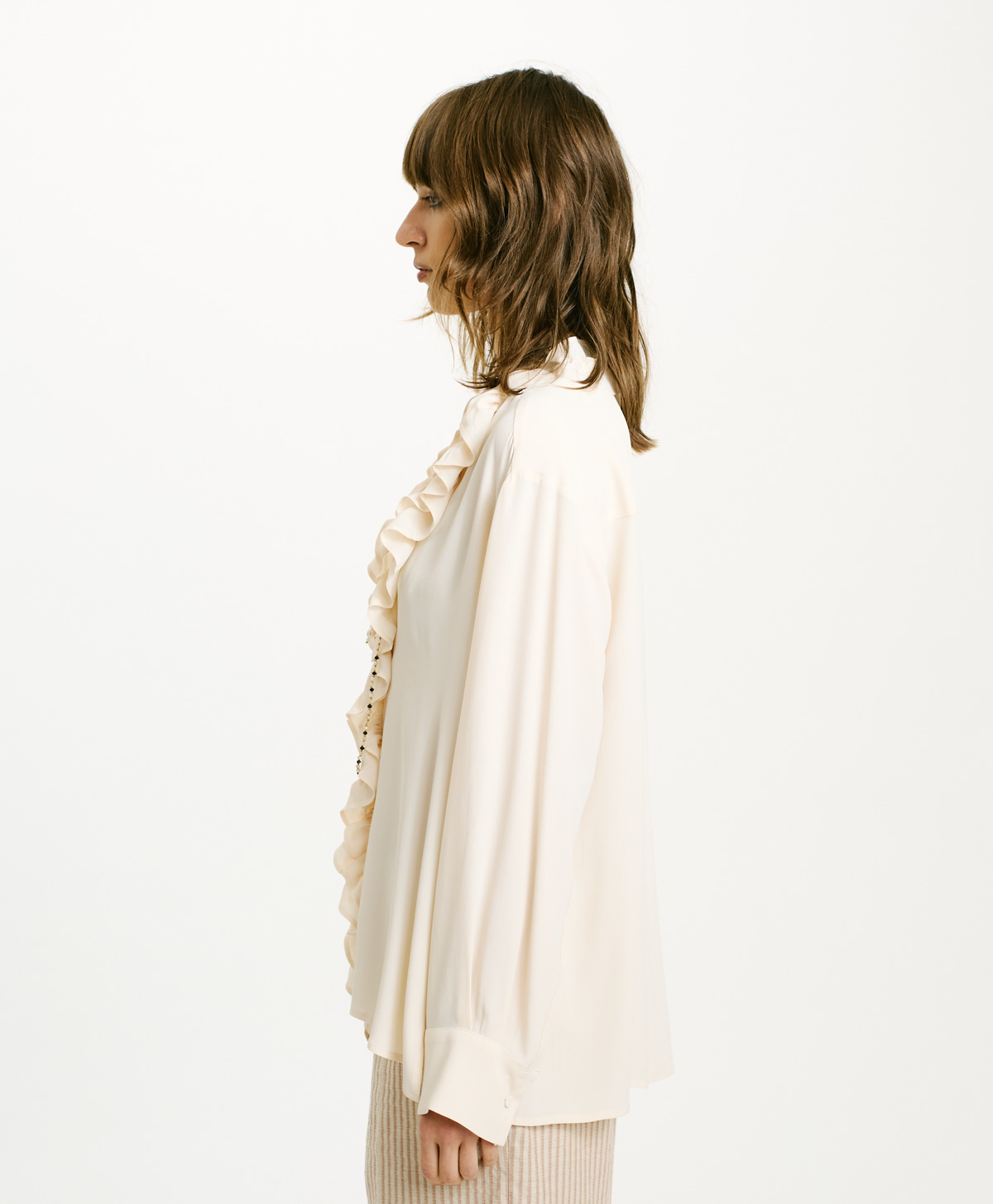 BLUSA CEDRELA IN ACETATO SETA UNITO - PANNA - Momonì