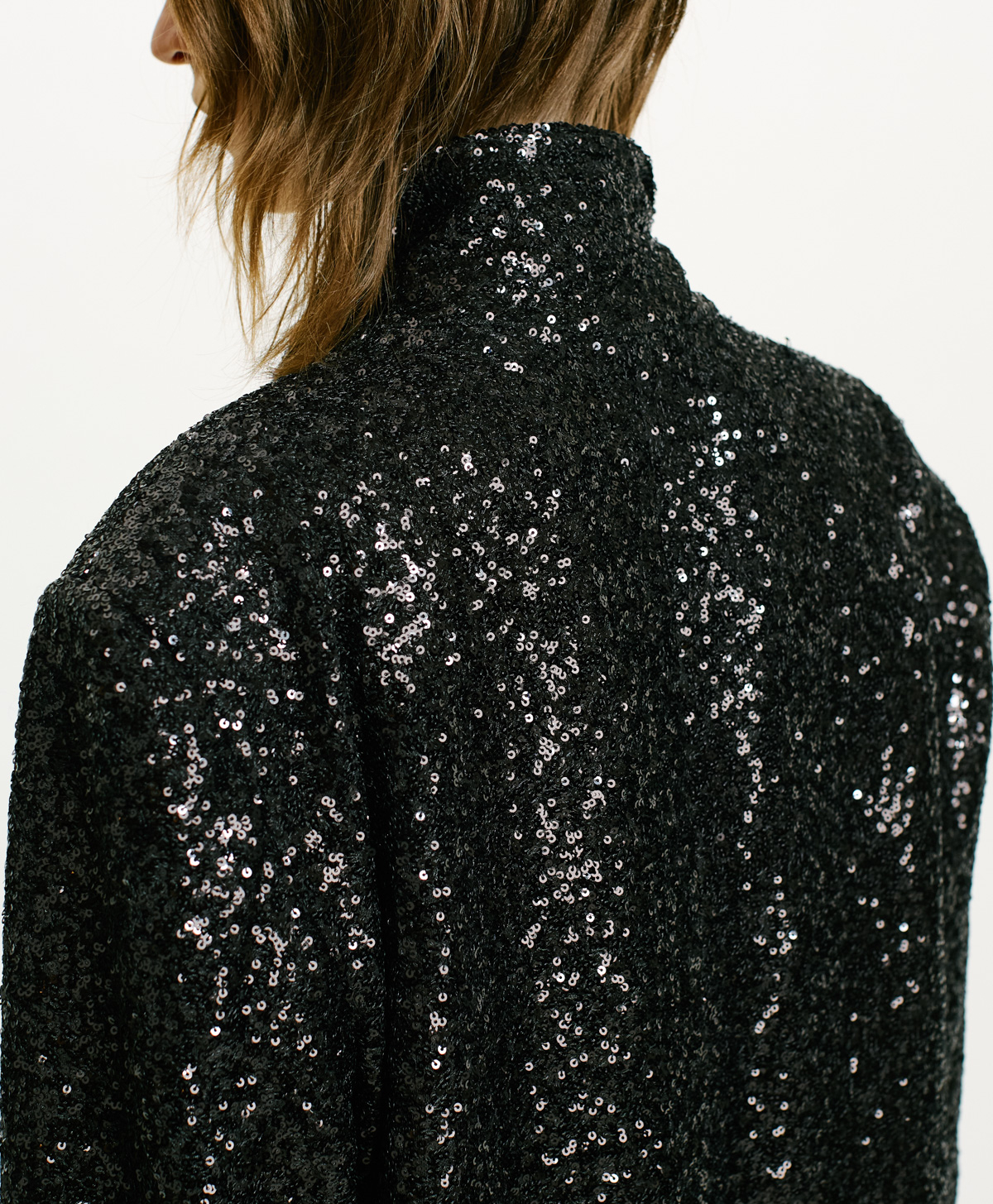 WAIRIMI COAT IN SEQUIN FABRIC - BLACK - Momonì
