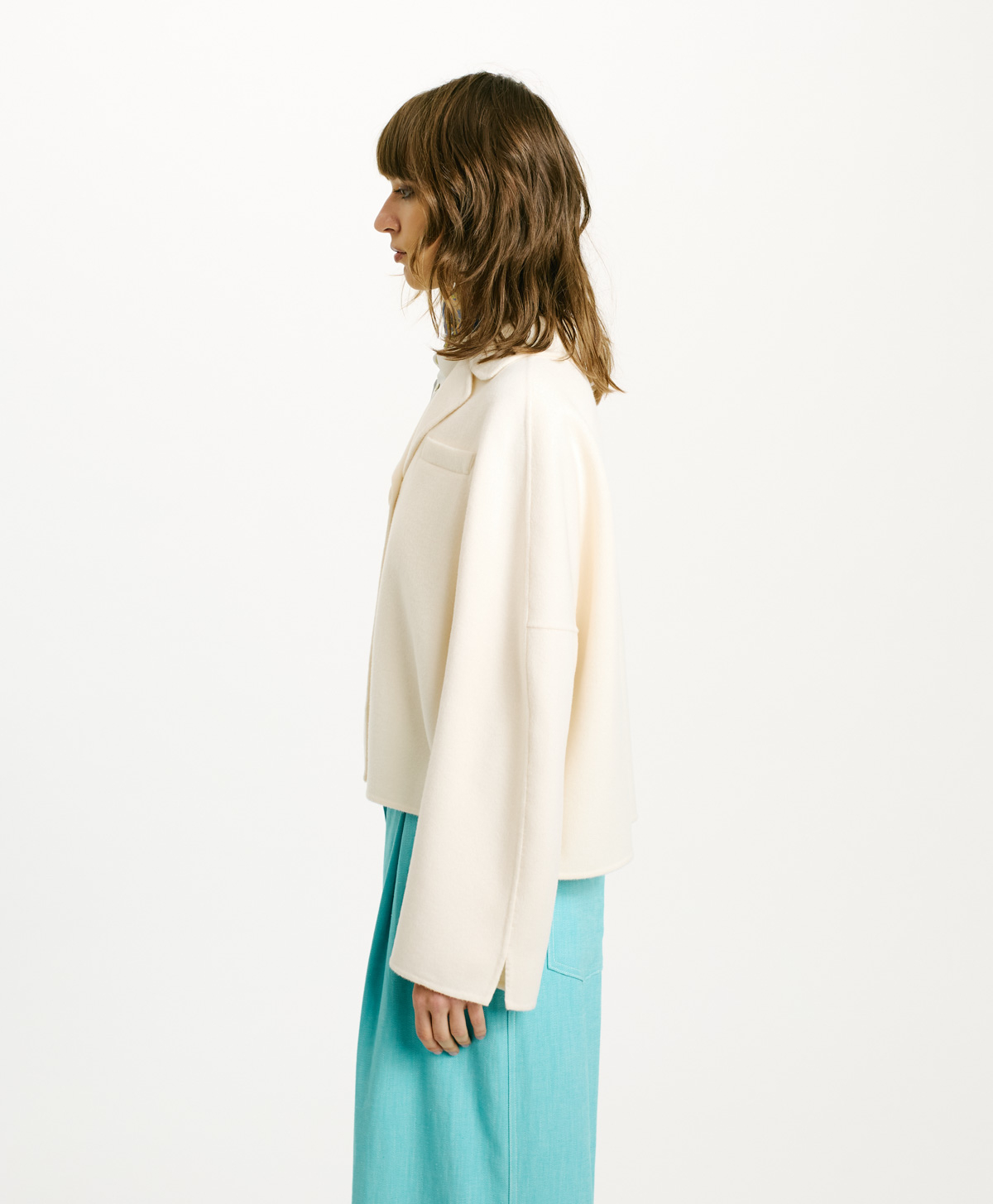 CAMUS COAT IN LIGHT DOUBLEFACE WOOL BLEND - CREAM - Momonì