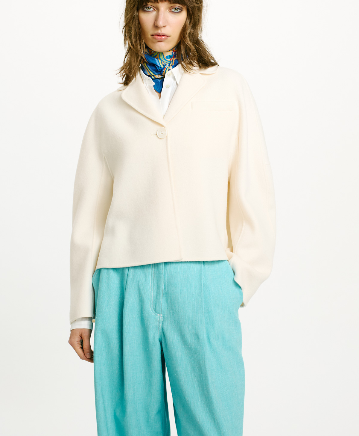 CAMUS COAT IN LIGHT DOUBLEFACE WOOL BLEND - CREAM - Momonì
