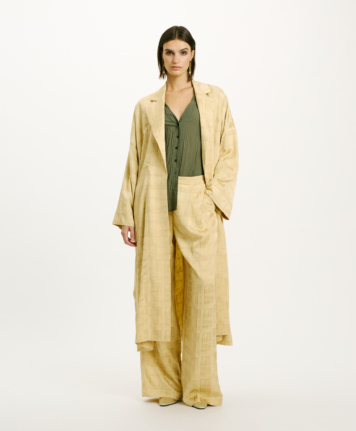 KILLA COAT IN JACQUARD VISCOSE - VANILLA - Momonì