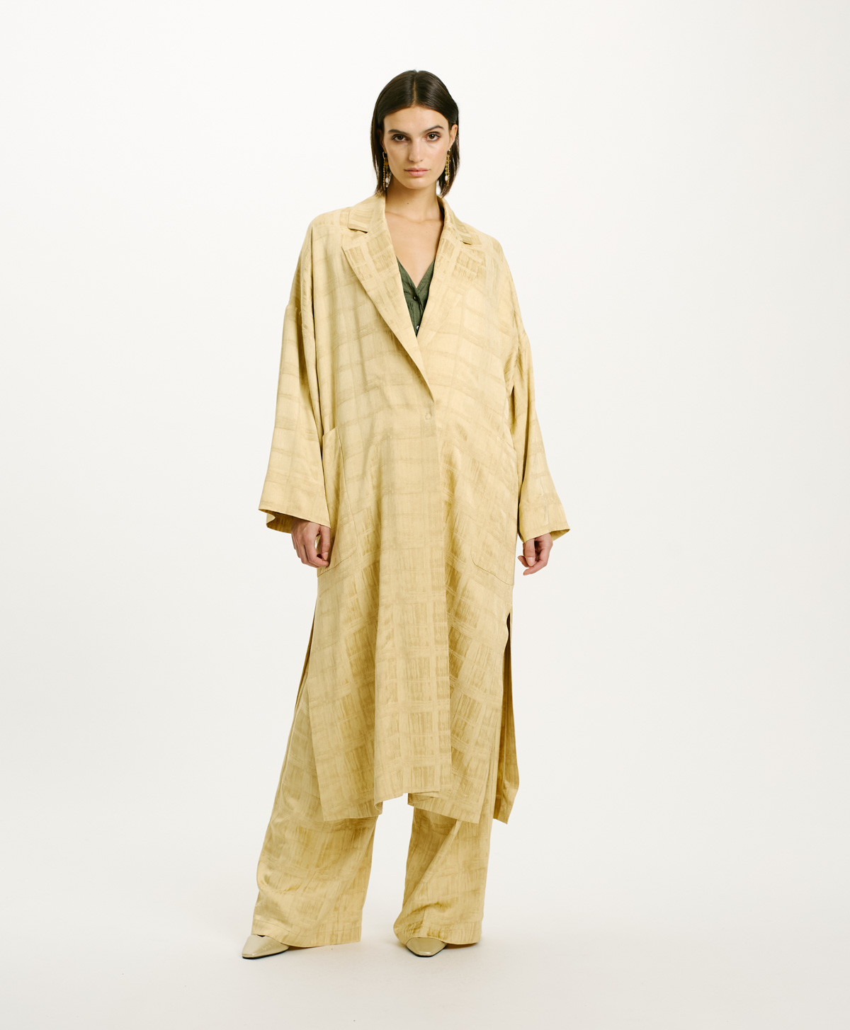 KILLA COAT IN JACQUARD VISCOSE - VANILLA - Momonì