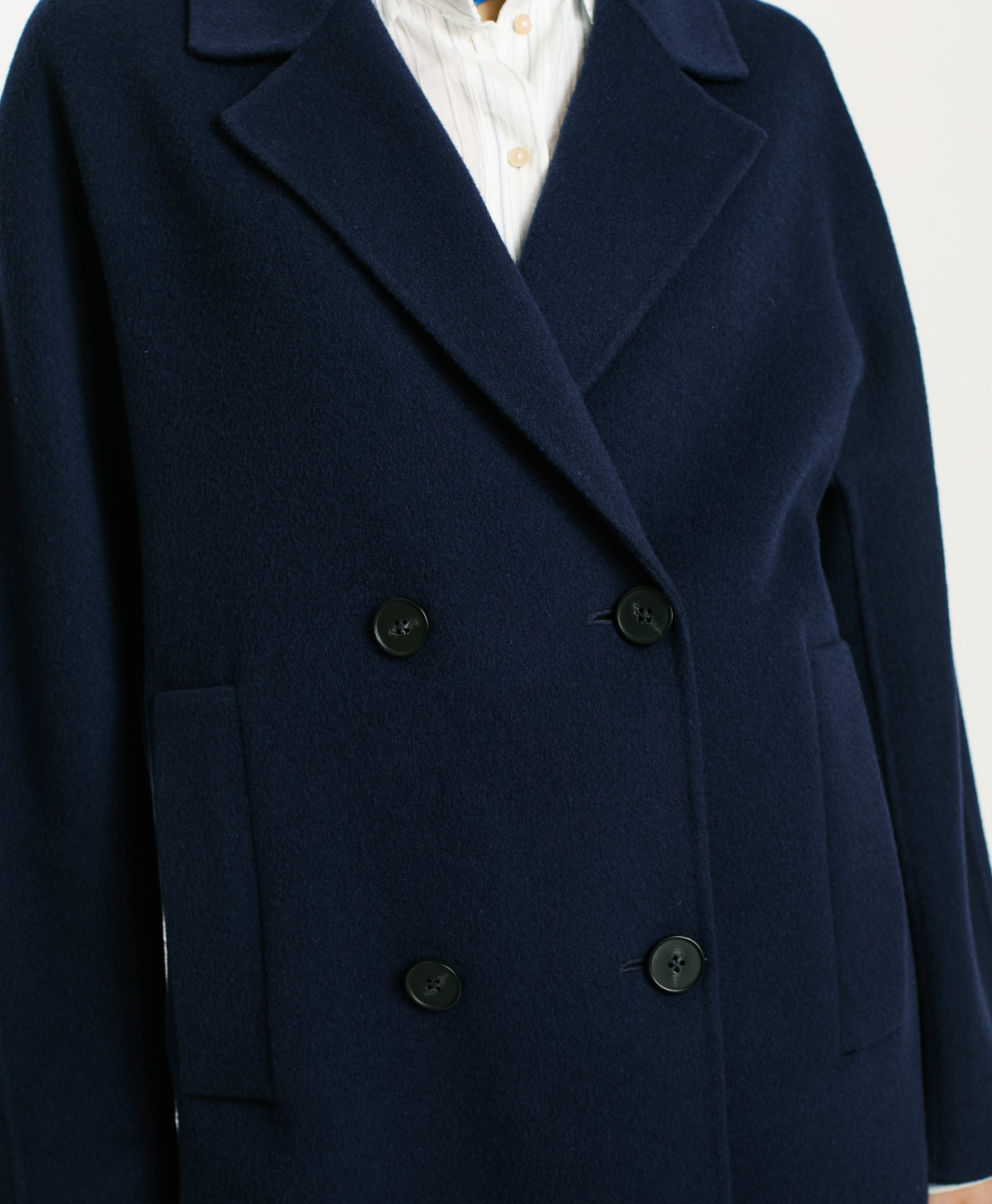 ACAI COAT IN LIGHT DOUBLEFACE WOOL BLEND - NAVY BLUE - Momonì