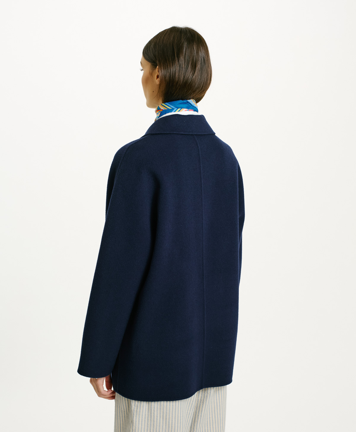 ACAI COAT IN LIGHT DOUBLEFACE WOOL BLEND - NAVY BLUE - Momonì