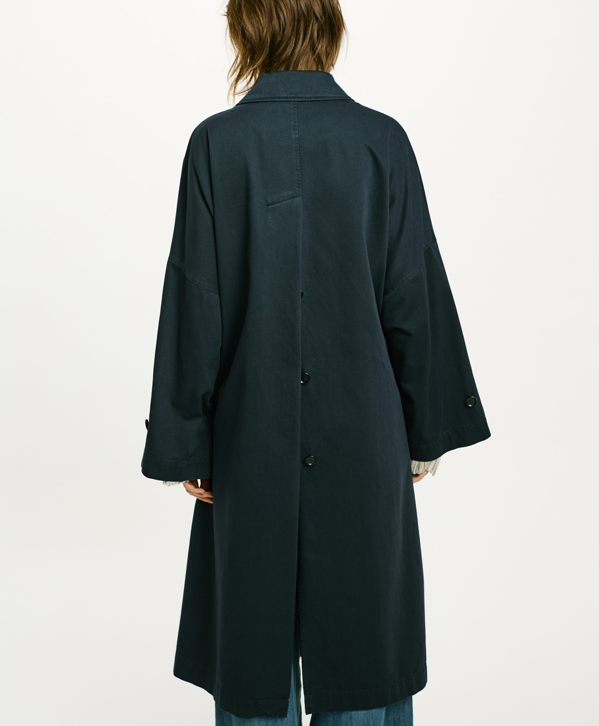 BUENOS AIRES COAT IN COTTON GABARDINE - BLUE - Momonì