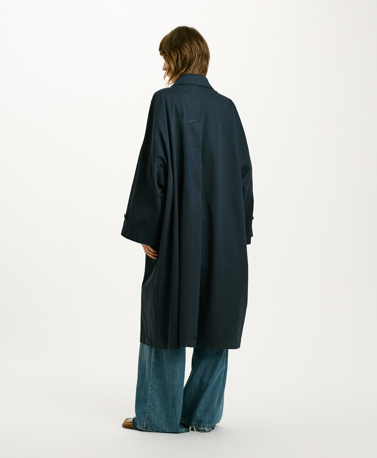 BUENOS AIRES COAT IN COTTON GABARDINE - BLUE - Momonì