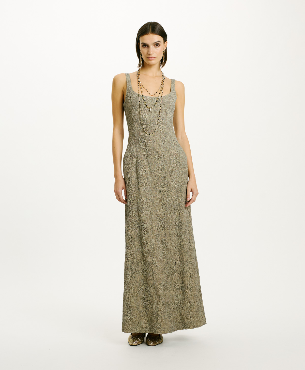 VESTITO BOLIVIA IN JACQUARD DI COTONE - ORO/ARGENTO - Clothing - Momonì