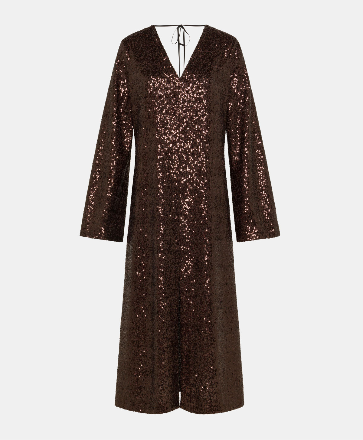 BROMELIA DRESS IN SEQUIN FABRIC - CHOCOLATE - Clothing - Momonì