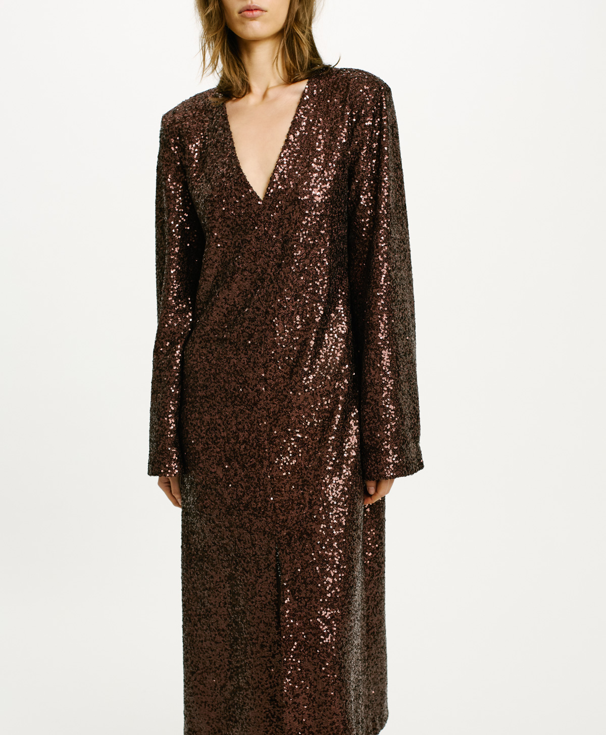 ROBE BROMELIA À PAILLETTES - CHOCOLAT - Momonì