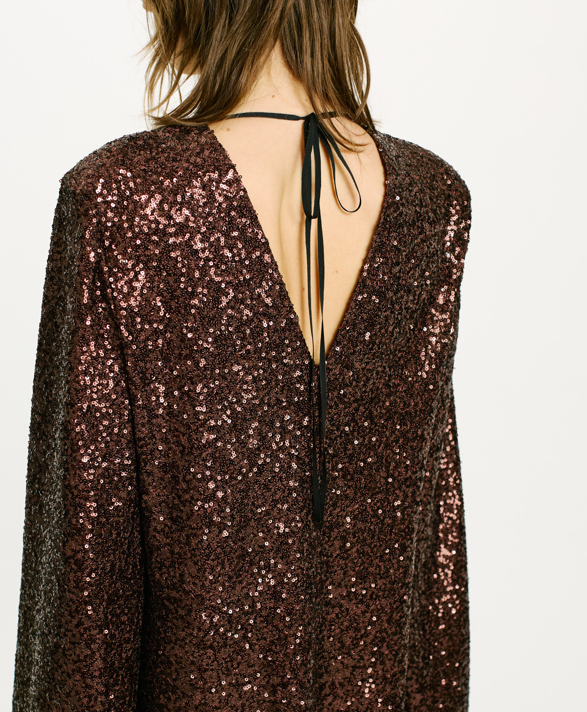 ROBE BROMELIA À PAILLETTES - CHOCOLAT - Momonì