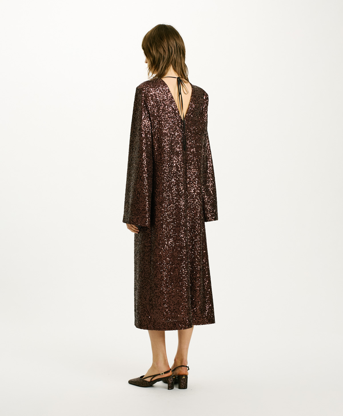 ROBE BROMELIA À PAILLETTES - CHOCOLAT - Momonì