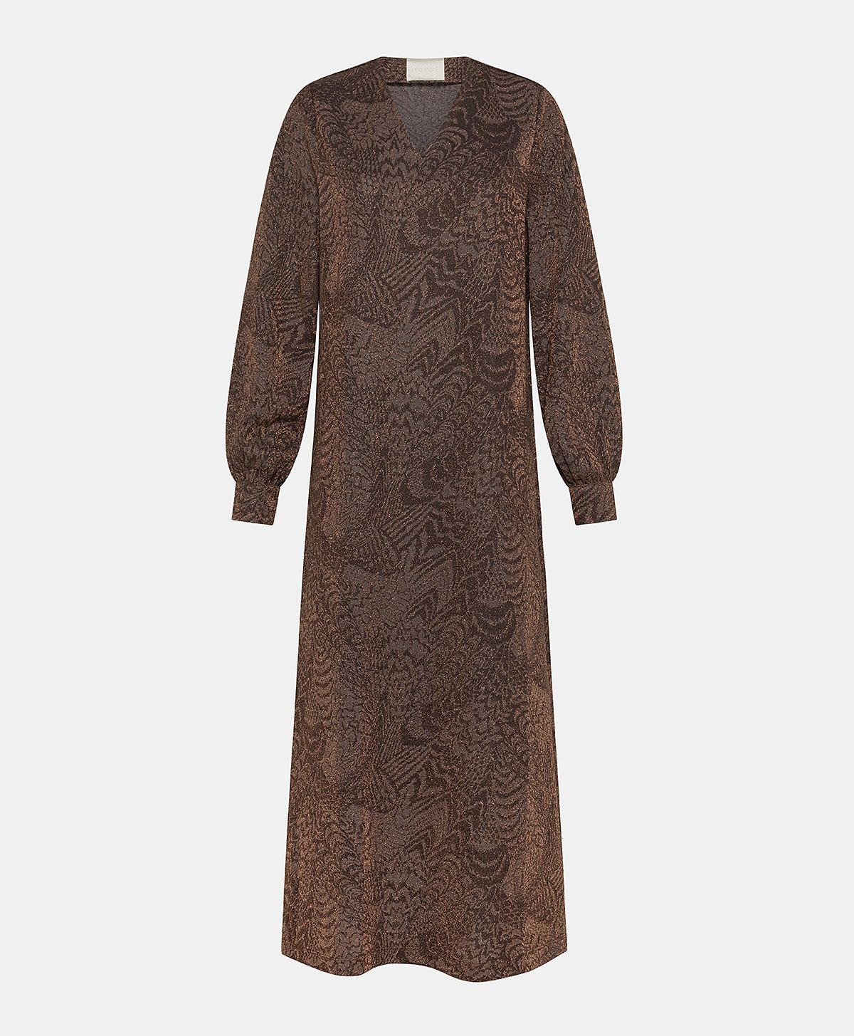 ECUADOR DRESS IN JACQUARD JERSEY WITH LUREX - CHOCOLATE/COPPER - Clothing - Momonì