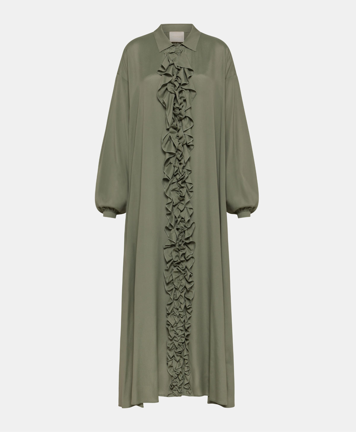 VESTITO FLEUR IN GEORGETTE DI VISCOSA - VERDE SALVIA - Momonì