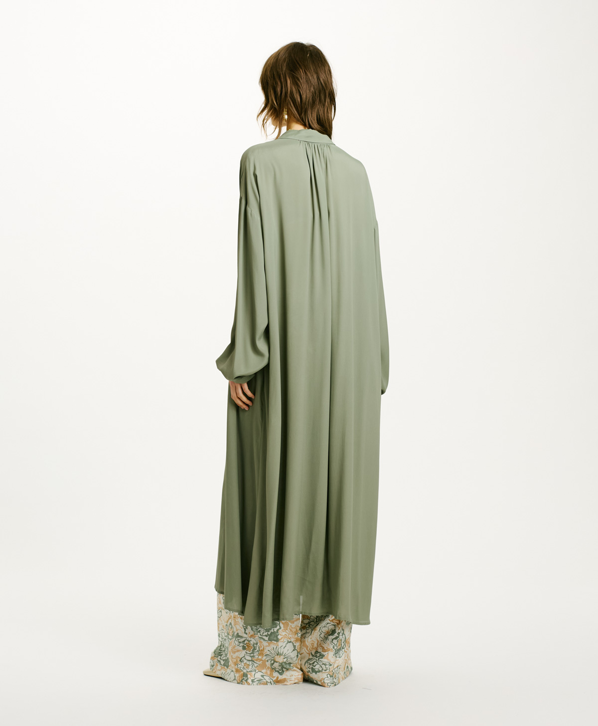 VESTITO FLEUR IN GEORGETTE DI VISCOSA - VERDE SALVIA - Momonì