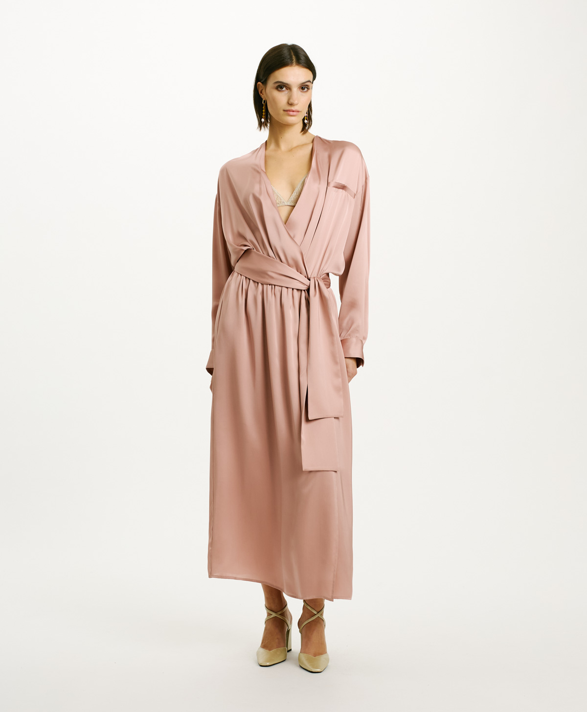 VESTITO GUARANA IN GEORGETTE SATIN - BOCCIOLO - Clothing - Momonì