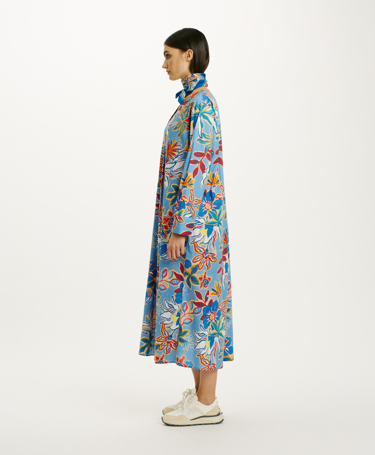 MORICHE DRESS IN STRETCH POPLIN - MULTICOLOR LIGHT BLUE - Momonì