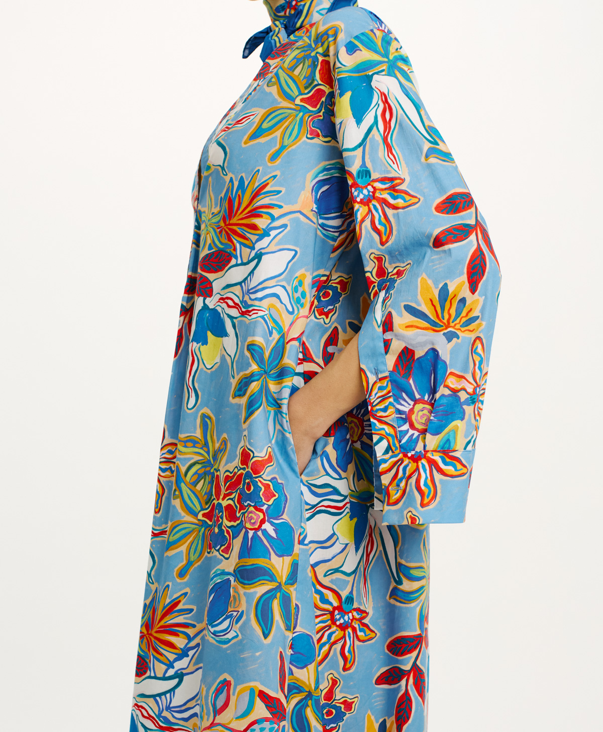 MORICHE DRESS IN STRETCH POPLIN - MULTICOLOR LIGHT BLUE - Momonì
