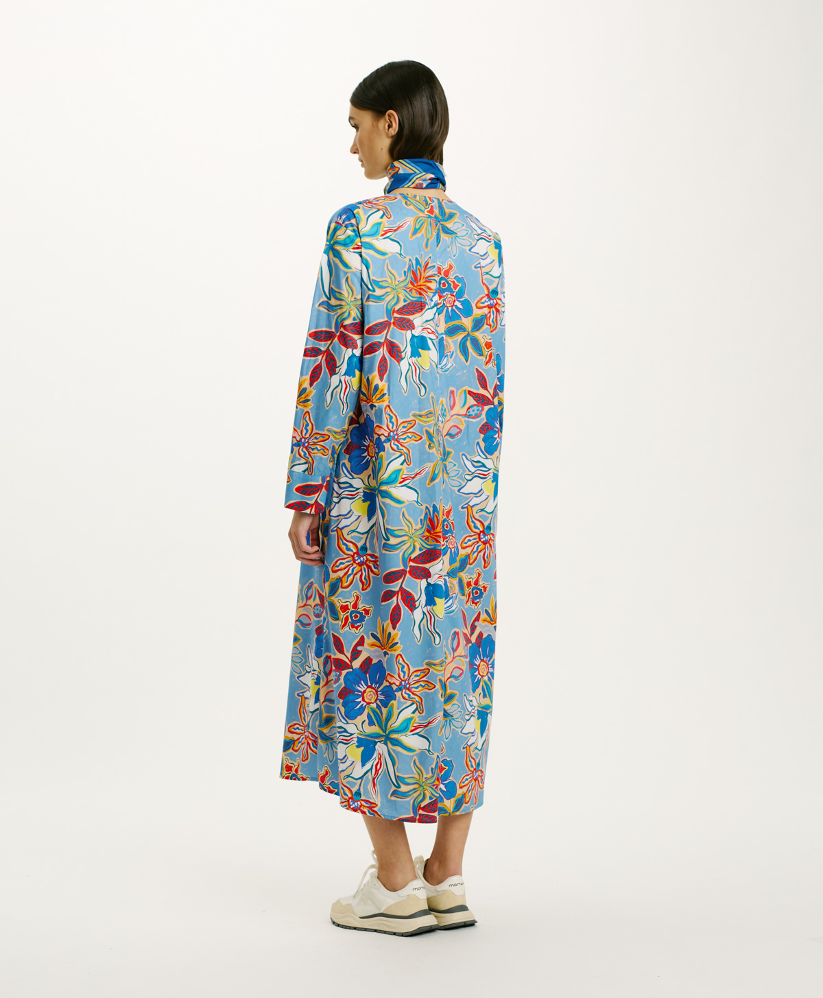 MORICHE DRESS IN STRETCH POPLIN - MULTICOLOR LIGHT BLUE - Momonì