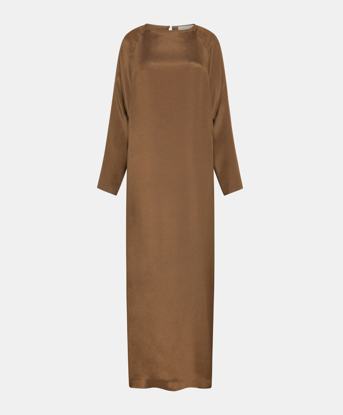 MURUI DRESS IN SOLID COLOUR ACETATE SILK BLEND CREPE - TOBACO - Momonì