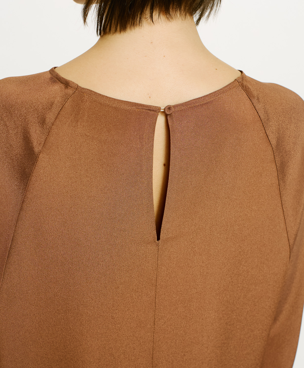MURUI DRESS IN SOLID COLOUR ACETATE SILK BLEND CREPE - TOBACO - Momonì