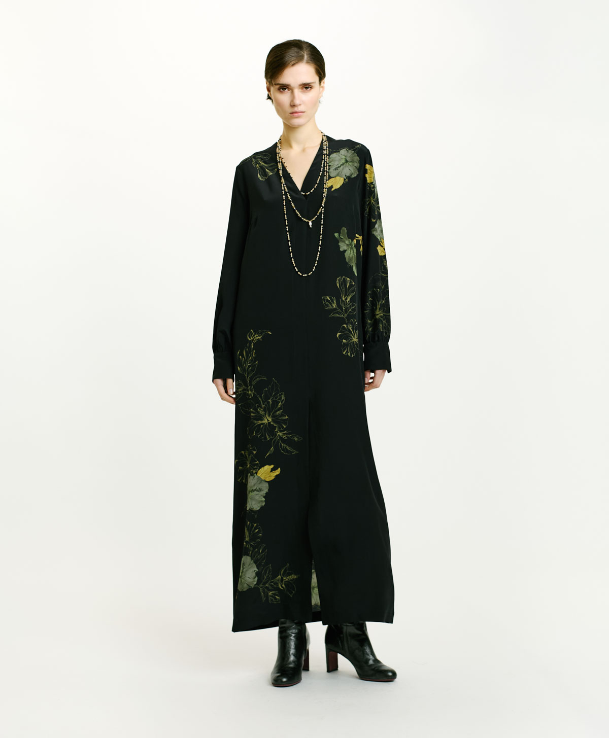 VESTITO PIRI IN CREPE DE CHINE - NERO - Clothing - Momonì